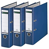 Esselte-Leitz - Archivador (3 unidades- 180°- anillas- A4- 8 cm)- color azul